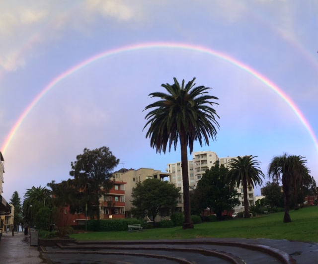 Double rainbow over Sydney, New South Wales, 17 June 2015